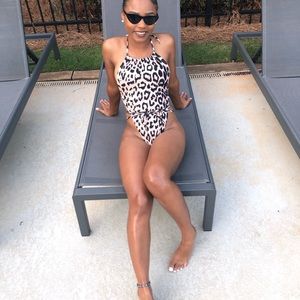 Leopard print bathing suit